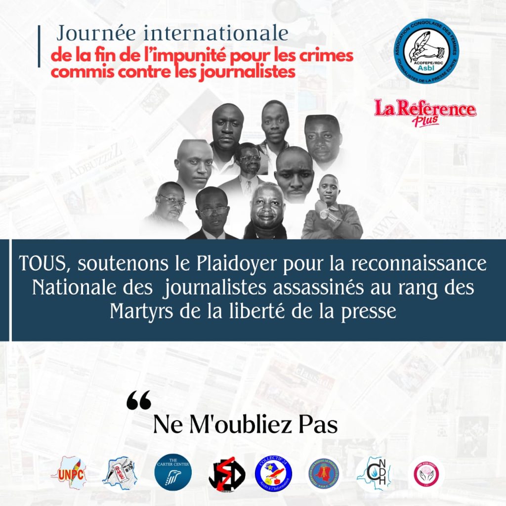 GENOCOST:« Honorer la mémoire des journalistes tombés au champ de bataille durant le génocide congolais, c’est rendre hommage aux martyrs de la liberté de la presse » (ACOFEPE)